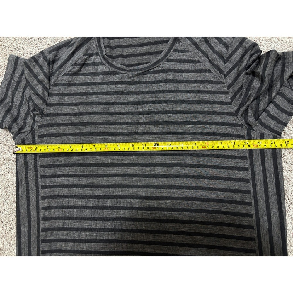 Icebreaker Cool-Lite Wool Blend T Shirt Gray Stripe Base Layer Hiking Mens Large - Picture 12 of 15